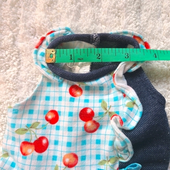 Dog Dress Blue Plaid Ruffle & Cherries - Picture 6 of 8